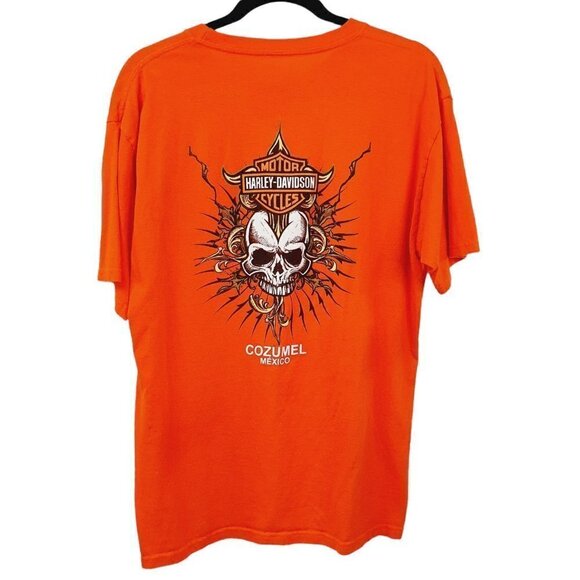 Harley Davidson HD Mens Biker Graphic T Shirt Cozumel Mexico Skull Large - Picture 1 of 5